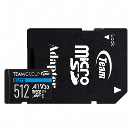 TEAM 512 GB microSDXC UHS-I (U3) V30 A1Team Elite + SD-адаптер TEAUSDX512GIV30A103
