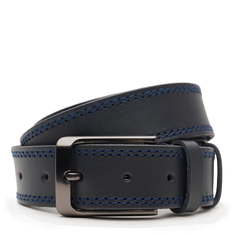 Borsa Leather Ремінь  V1115FX48-navy чоловічий шкіряний синій під брюки - зображення 1