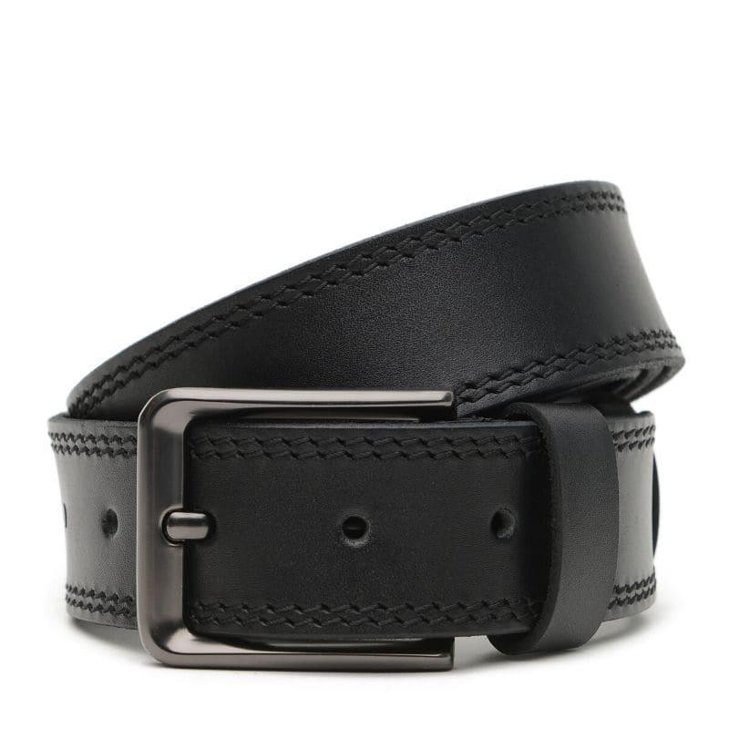 Borsa Leather Ремінь  V1GX08-black чоловічий шкіряний чорний під джинси - зображення 1