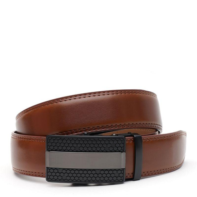 Borsa Leather Шкіряний ремінь з автоматичною пряжкою  V1GKX10-brown коричневий - зображення 1
