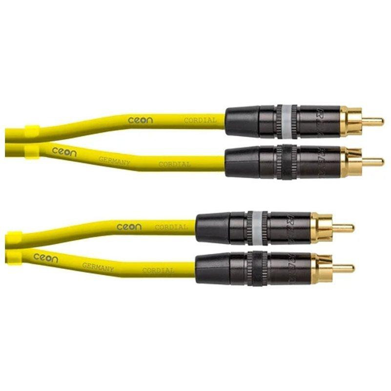 Cordial Инструментальный кабель Rean 2 x cinch/RCA gold / 2 x cinch/RCA gold 1.5 м Yellow (CEON DJ RCA 1,5 Y - зображення 1