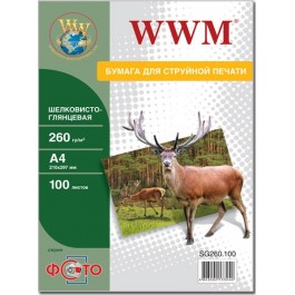 WWM Фотобумага шелковисто - глянцевая 260г/м кв, А4, 100л (SG260.100)