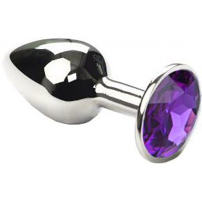 GYQ Анальная пробка с фиолетовым кристаллом SWAROVSKI Silver Electric Indigo Small, серебряная (77700001 - зображення 1