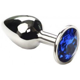 GYQ Анальная пробка с синим кристаллом SWAROVSKI Silver Sapphire Small, серебряная (4892828016075)