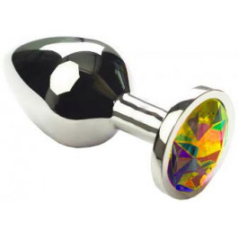 GYQ Анальная пробка с радужным кристаллом SWAROVSKI Silver Rainbow Middle, серебряная (7770000157396)