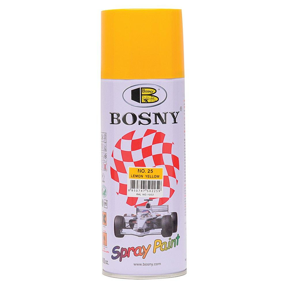 Bosny Фарба аерозольна акрилова Bosny №25 жовто-лимонна (RAL 1003) 400 мл - зображення 1