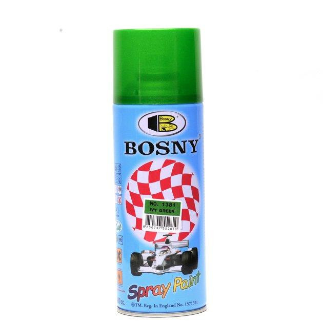 Bosny Фарба аерозольна акрилова Bosny з металевим ефектом №1381 зелений плющ 400 мл - зображення 1