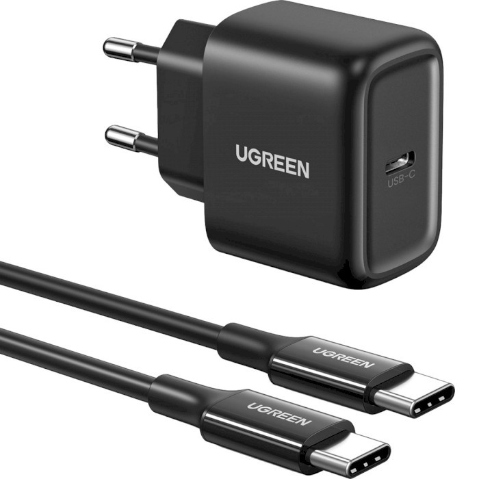 UGREEN CD250 25W Type-C PD Wall Charger Black + USB Type-C - зображення 1