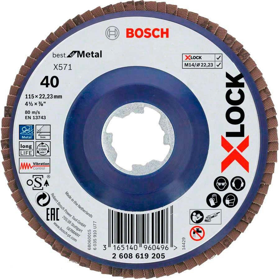 Bosch Шліфкруг складчастий  X571 Best for Metal 115 мм G40 прямий - зображення 1