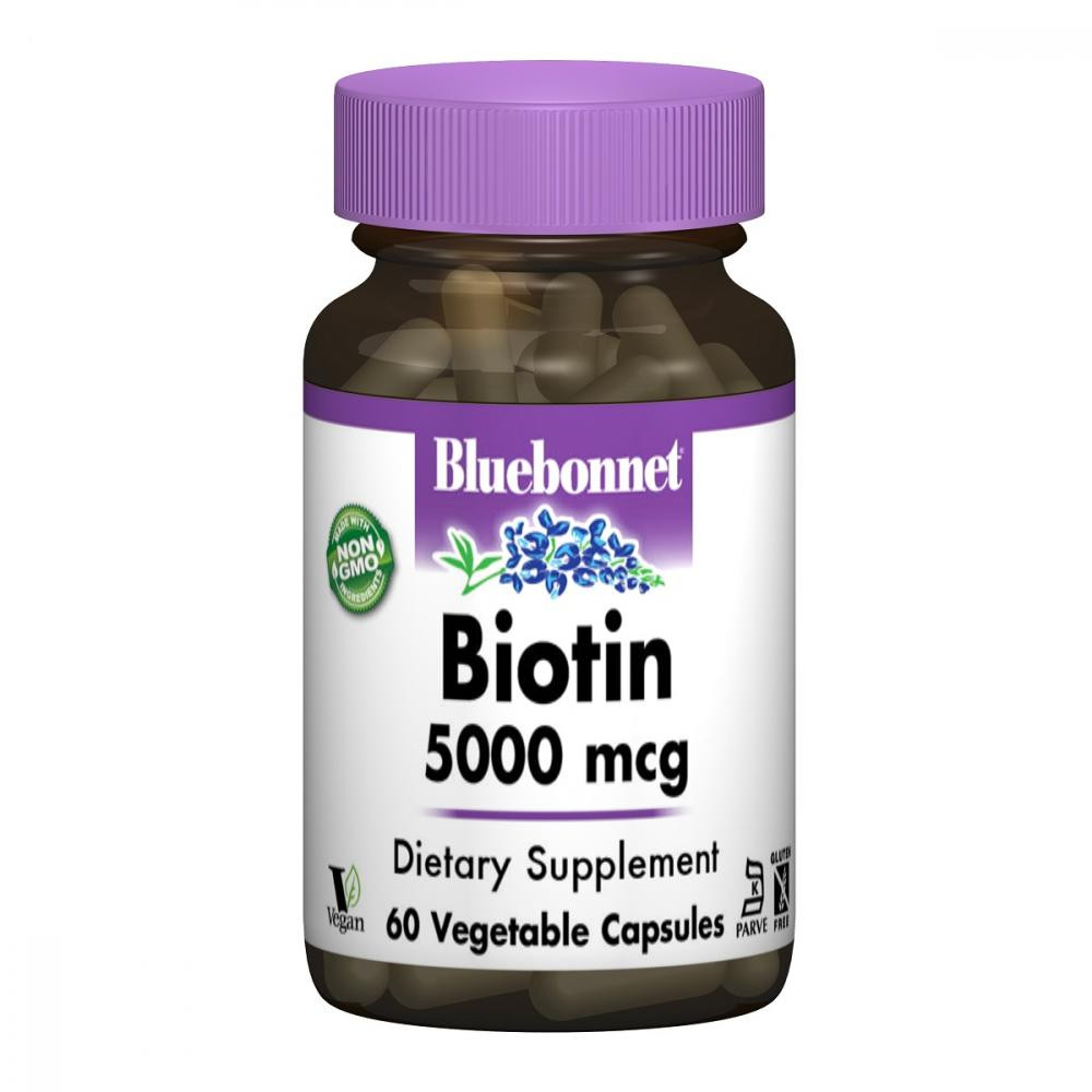 Bluebonnet Nutrition Бiотин (B7) 5000мкг, , 60 вегетаріанських капсул - зображення 1