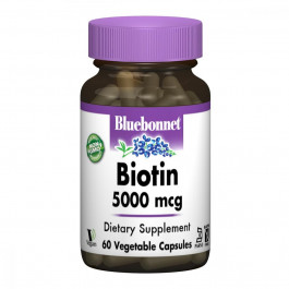 Bluebonnet Nutrition Бiотин (B7) 5000мкг, , 60 вегетаріанських капсул