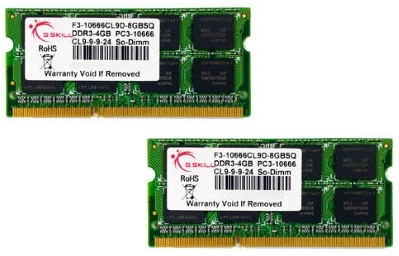 G.Skill 8 GB (2x4GB) SO-DIMM DDR3 1333 MHz (F3-10666CL9D-8GBSQ) - зображення 1