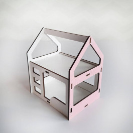 NestWood Игрушечная двухъярусная кровать-домик  для кукол, белый с розовым (kml009r)