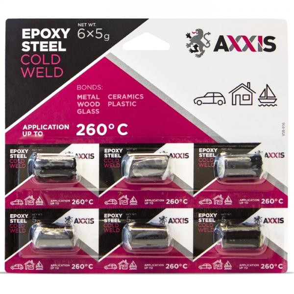 AXXIS Холодне зварювання AXXIS Epoxy Steel VSB-016 6шт*5гр - зображення 1