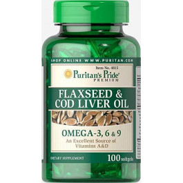   Puritan's Pride Flaxseed & Cod Liver Oil 1000 100капс