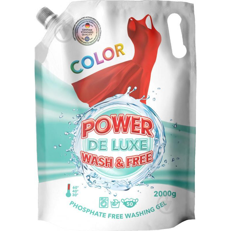 Power De Luxe Гель для цветных вещей 2 л (710535600742) - зображення 1