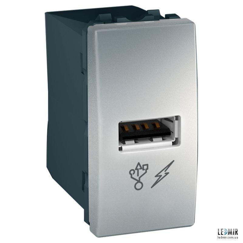Schneider Electric Механизм USB-розетки для зарядки 1-мод. алюминий MGU3.428.30 Unica - зображення 1