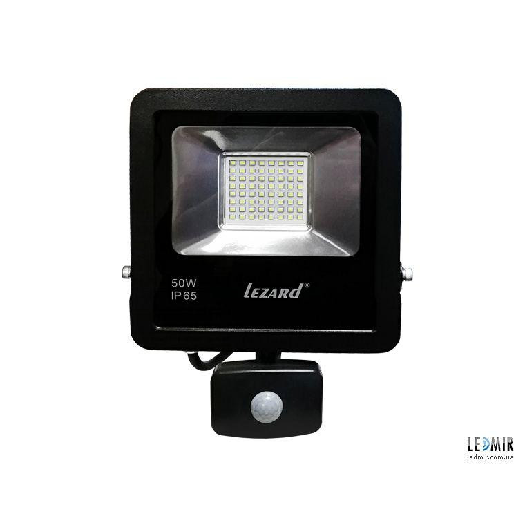 Lezard Светодиодный прожектор 50W, IP65 6500K 4000Lm с датчиком движения (PAL6550S) - зображення 1