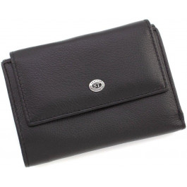 ST Leather Чорний жіночий гаманець середнього розміру з натуральної шкіри на кнопках  (15601)