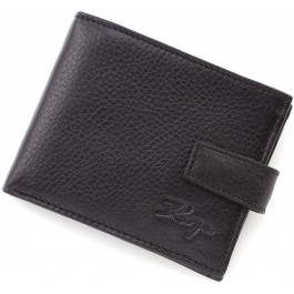   Karya Шкіряний чоловічий гаманець невеликого розміру в чорному кольорі з хлястиком на кнопці  (19996)