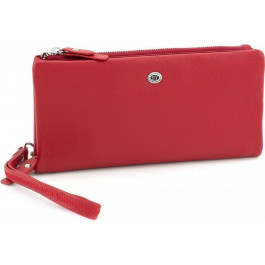 ST Leather Шкіряний жіночий гаманець-клатч червоного кольору з ремінцем на зап'ясті  (15412)