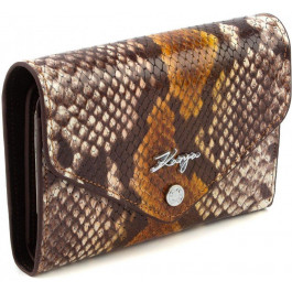   Karya Шкіряний жіночий гаманець коричневого кольору з принтом під змію  (19983)