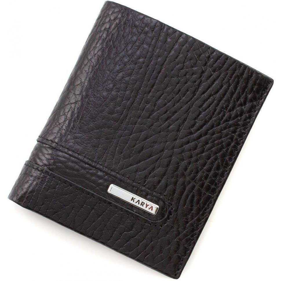Karya Чоловічий гаманець зі шкіри з великою фактурою без застібки  (19834) - зображення 1