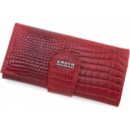   Karya Червоний жіночий гаманець з фактурою під крокодила з натуральної шкіри  (15506)