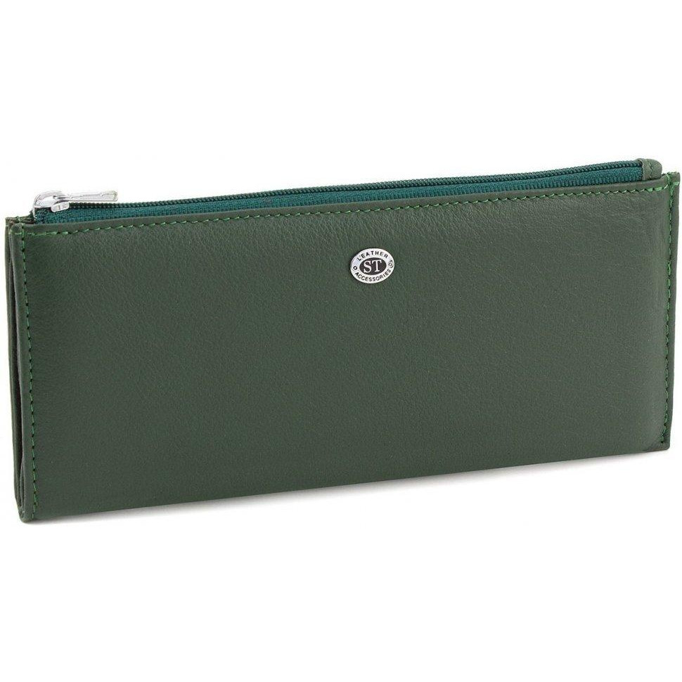 ST Leather Тонкий гаманець з натуральної шкіри темно-зеленого кольору  (15376) - зображення 1