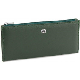 ST Leather Тонкий гаманець з натуральної шкіри темно-зеленого кольору  (15376)