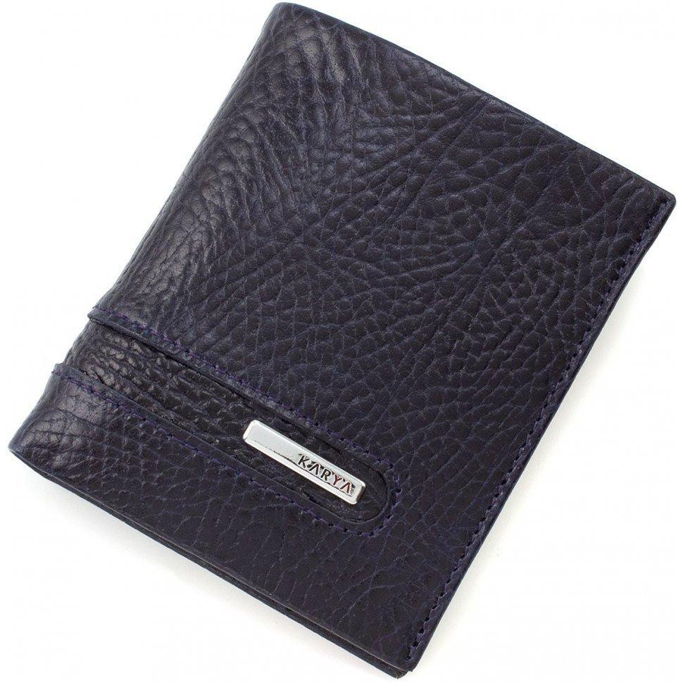 Karya Темно-синій чоловічий тонкий гаманець із якісної шкіри без фіксації  (19835) - зображення 1