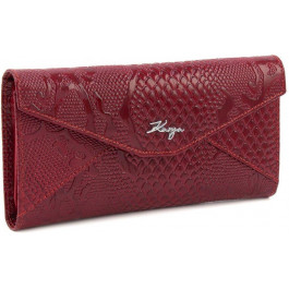   Karya Лаковий довгий жіночий гаманець у червоному кольорі з тисненням під змію  (19573)