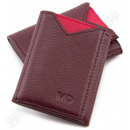 MD Leather Жіночий маленький гаманець бордового кольору на кнопках  (17299)