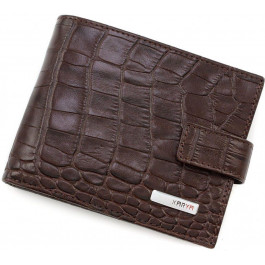   Karya Класичний чоловічий гаманець зі шкіри коричневого кольору з блоком під документи  (15534)