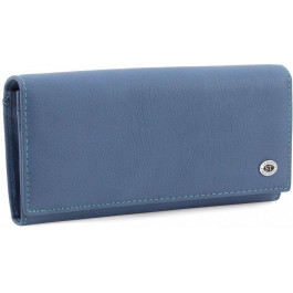 ST Leather Жіночий довгий гаманець блакитного кольору з натуральної шкіри з клапаном на кнопці  (15816)