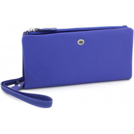 ST Leather Жіночий великий синій гаманець-клатч з натуральної шкіри на два відділи  (15407)
