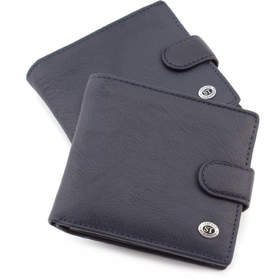 ST Leather Мужской кожаный кошелек синего цвета на кнопке  (18814) (ST153 Blue) - зображення 1