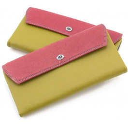 ST Leather Кожаный цветной кошелек с отделением на молнии  (16017) (SB42-2 Pink)