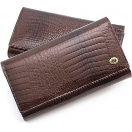 ST Leather Коричневый лаковый кошелек на кнопке  (16288) (S9001A Dark brown)
