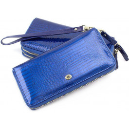 ST Leather Лаковый кошелек синего цвета на молнии  (16318) (S4001A Blue)