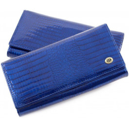 ST Leather Лаковый синий кошелек с узором под рептилию  (16309) (S1001A Blue)