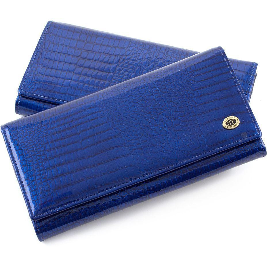 ST Leather Синий женский кошелек в лаке на магнитах  (16334) (S6001A Blue) - зображення 1
