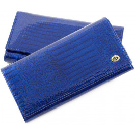 ST Leather Синий лаковый кошелек с рисунком под рептилию  (16303) (S2001A Blue)