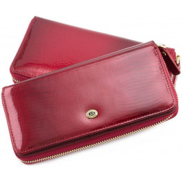 ST Leather Большой лаковый кошелек красного цвета на молнии  (16324) (S7001A Red)
