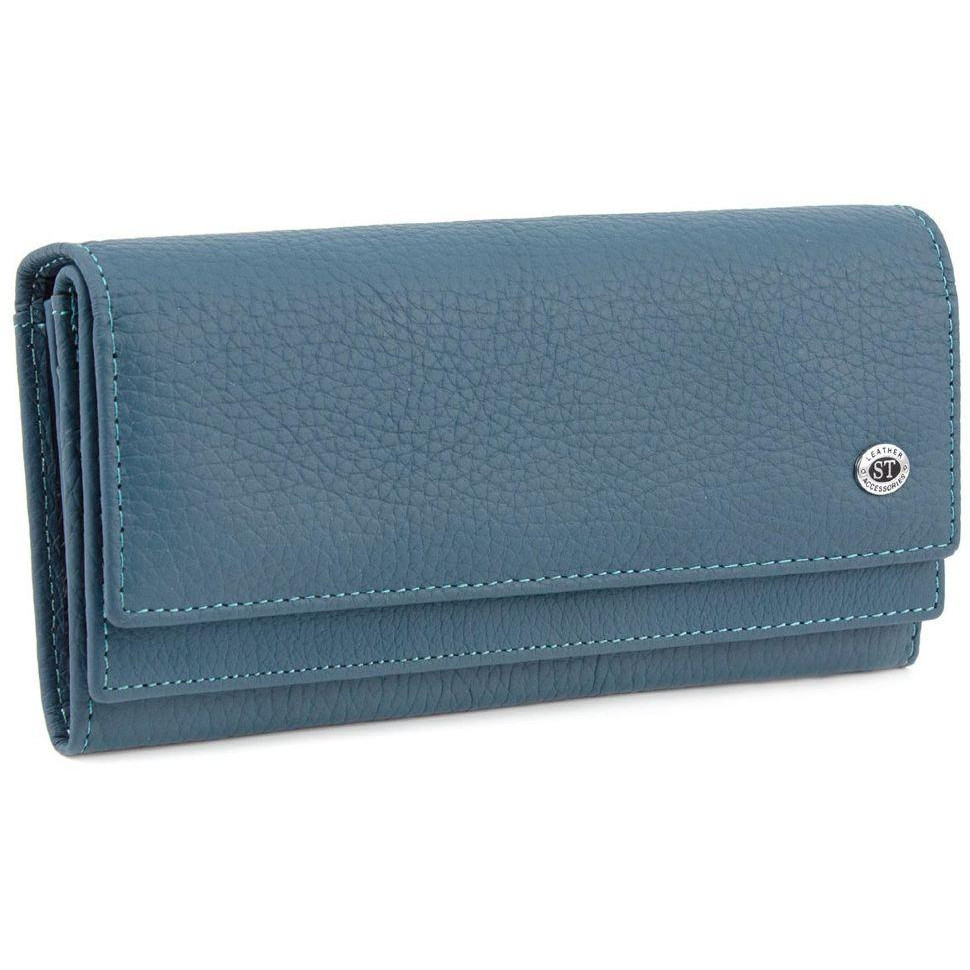 ST Leather Вместительный женский кошелек на кнопке  (16814) (ST9-103 light blue) - зображення 1