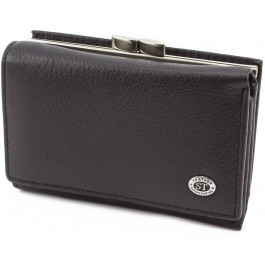 ST Leather Черный маленький кошелек с серебристой фурнитурой  (16343) (ST617 Black)