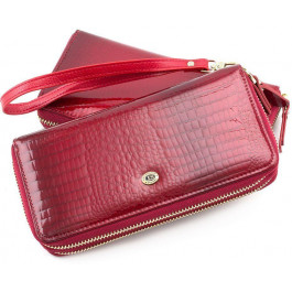 ST Leather Лаковый кошелек красного цвета на две молнии  (16312) (S5001A Red)