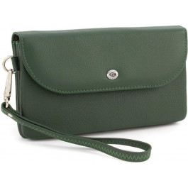 ST Leather Кожаный кошелек-клатч зеленого цвета с ремешком на запястье  (14032) (ST023 green)