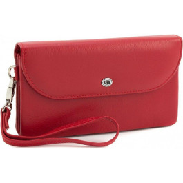 ST Leather Красный женский кошелек-клатч из натуральной кожи с клапаном на кнопке  (14030) (ST023 red)