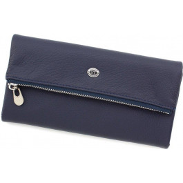 ST Leather Кожаный женский кошелек темно-синего цвета из фактурной кожи на кнопке  (15348) (ST269 blue)